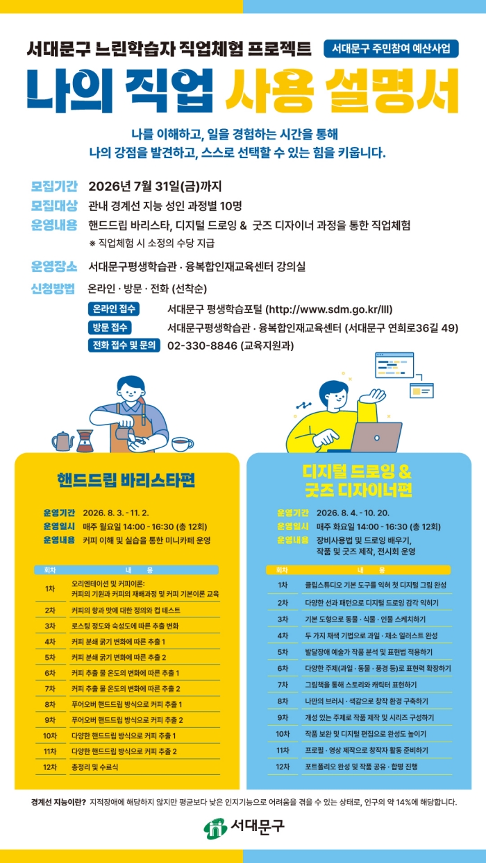 서대문구, 직업 체험으로 경계선지능 성인 자립 역량 강화